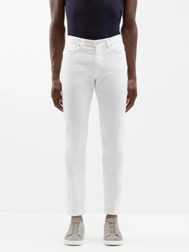 Leather-patch Tapered-leg Jeans