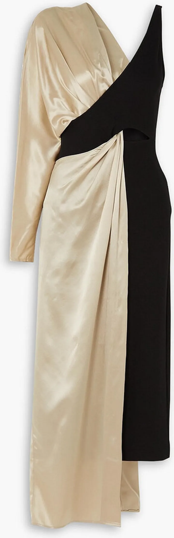 Assisi asymmetric draped silk-satin and stretch-piqué dress