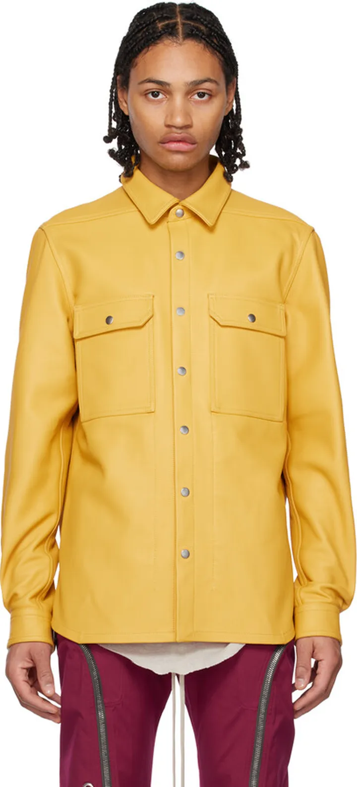 Rick Owens Yellow Outershirt Leather Jacket