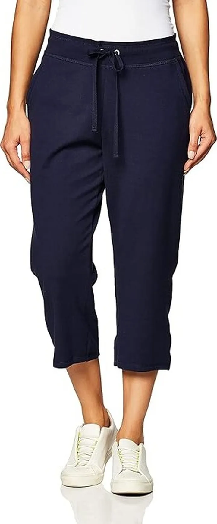 Hanes Women's French Terry Capri Pant (Navy) Women's Clothing
