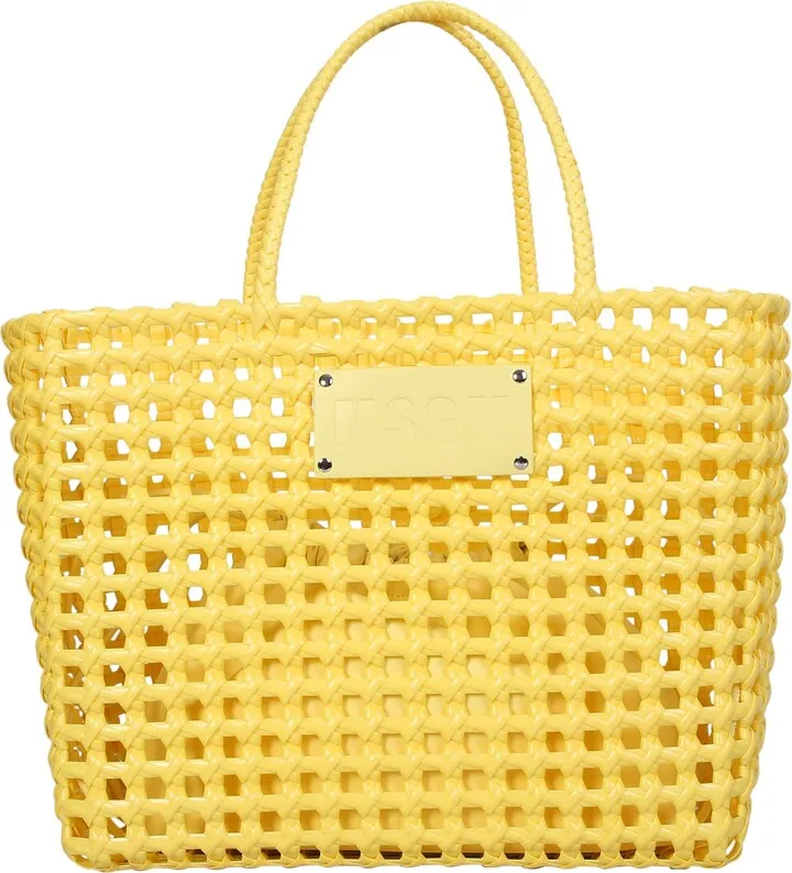 Yellow Woven Small Tote Bag