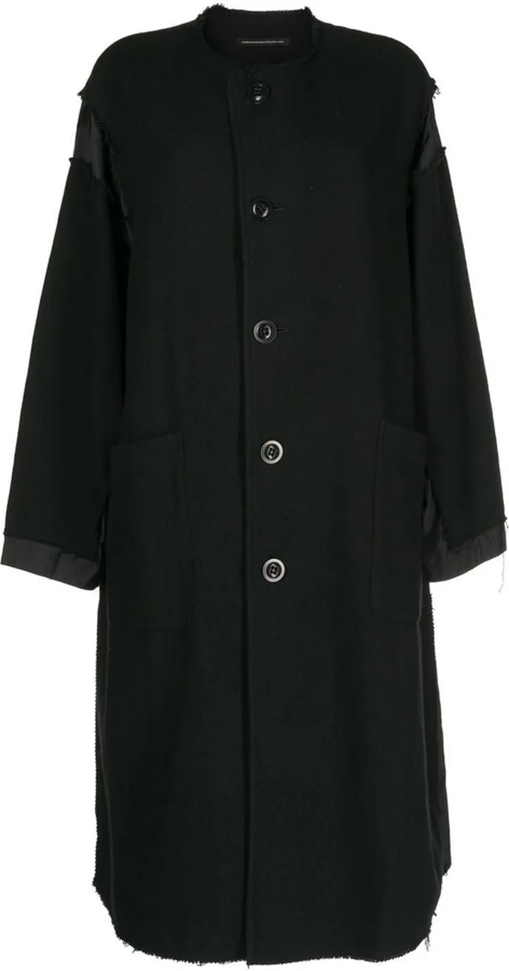 Frayed-Edge Single-Breasted Coat