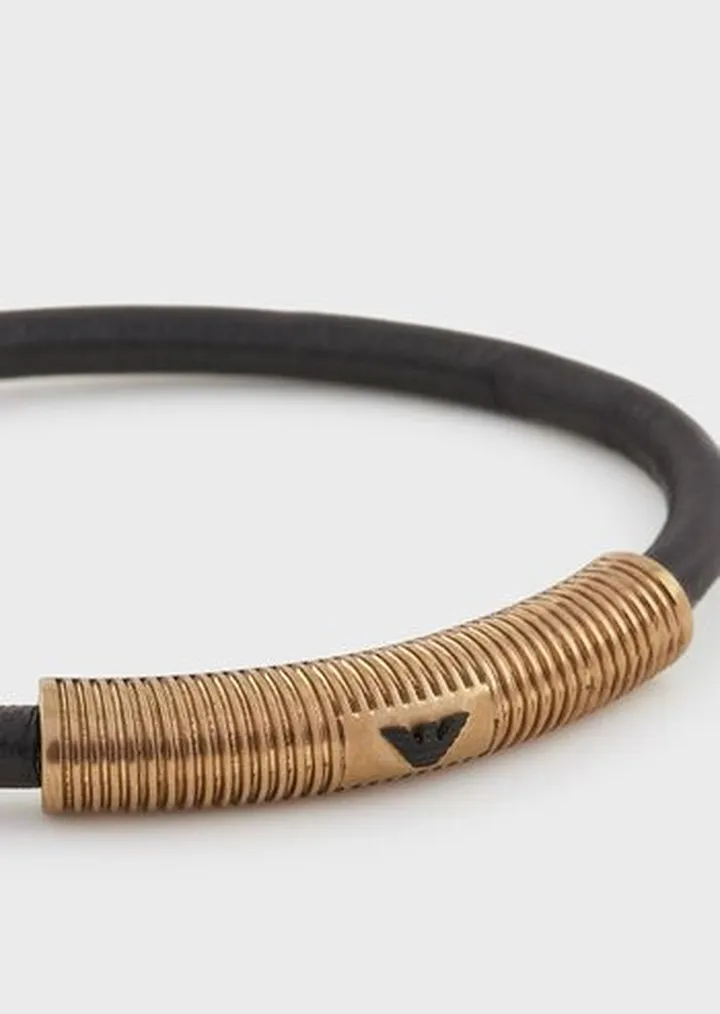 Antique Gold-Tone Stainless Steel Strap Bracelet