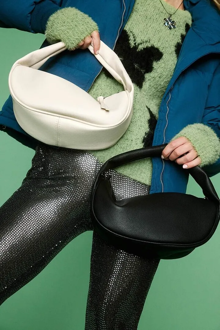 Faux Leather Baguette Bag