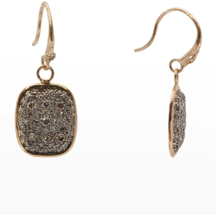 Pave Cushion Shield Drop Earrings