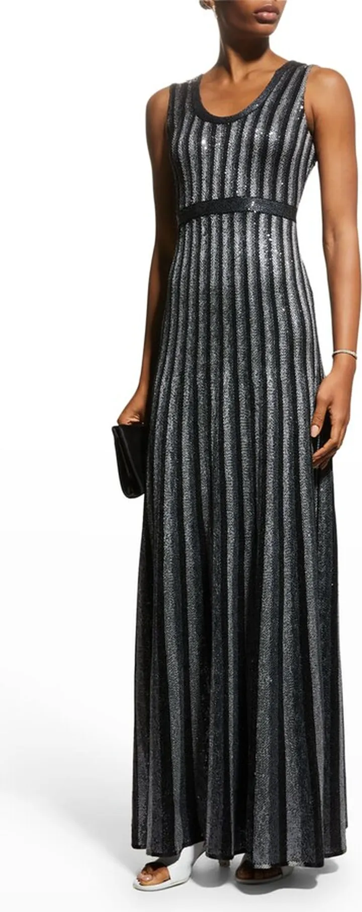 Degrade Striped Paillette Knit Gown