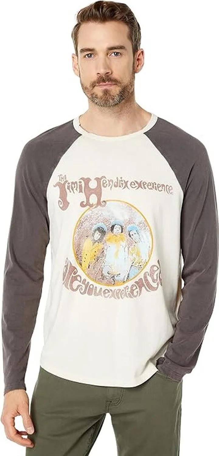 Lucky Brand Jimi Hendrix Graphic Baseball Tee (Pearled Ivory) Men's T Shirt