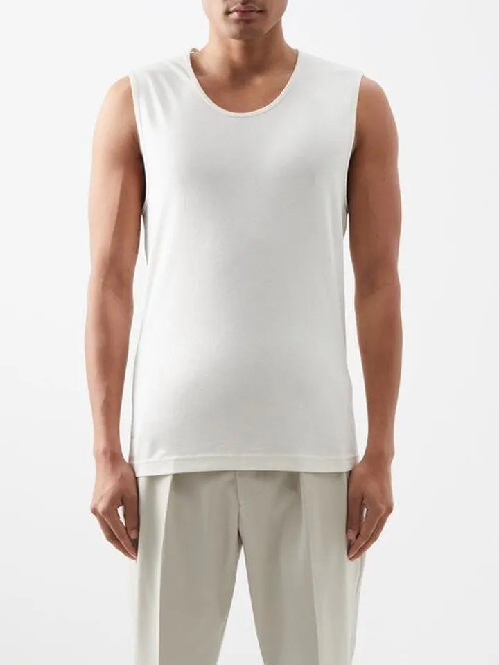 Ribbed-trim Cotton-jersey Tank Top