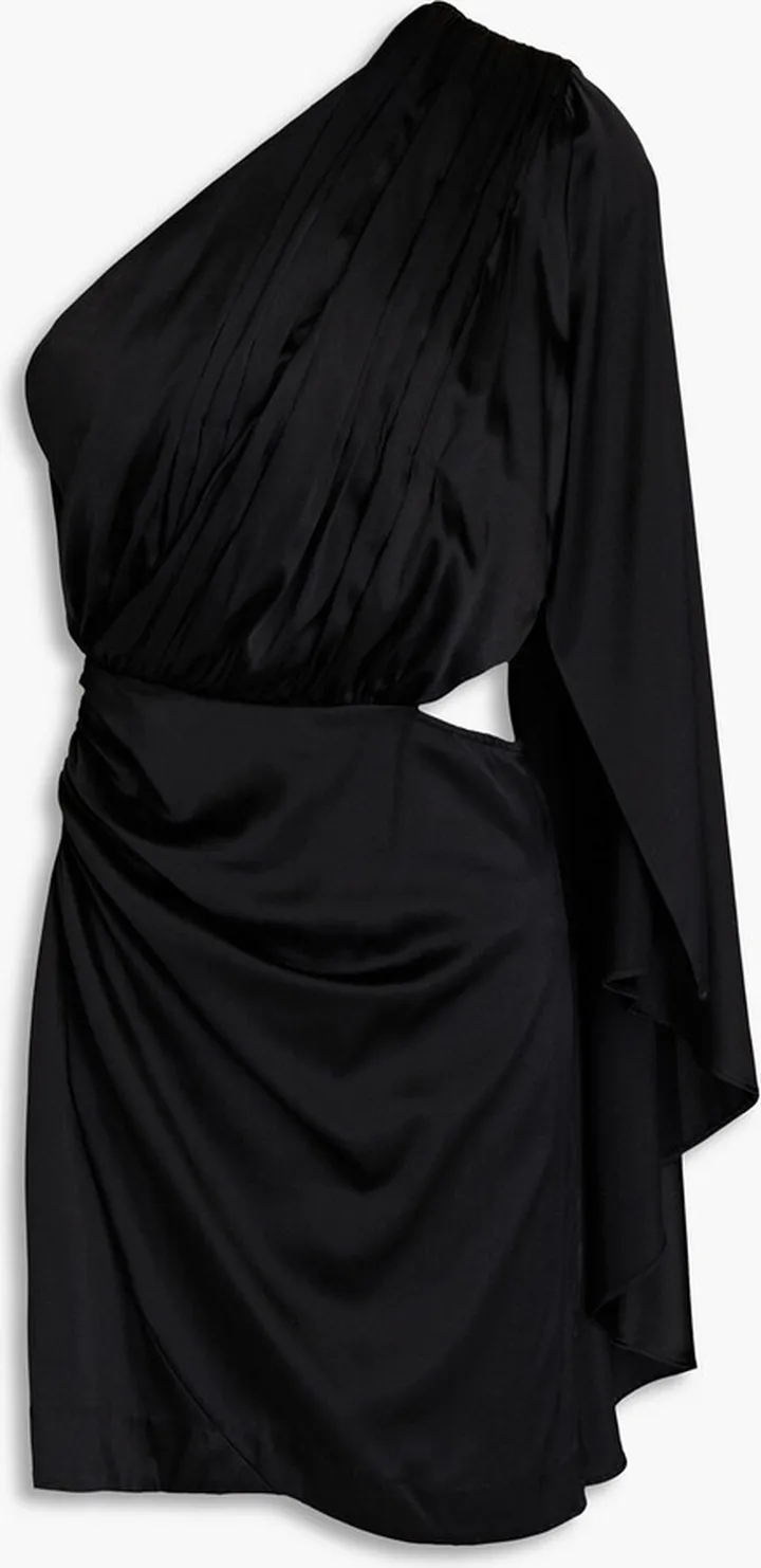 Mae one-sleeve cutout silk-blend satin mini dress
