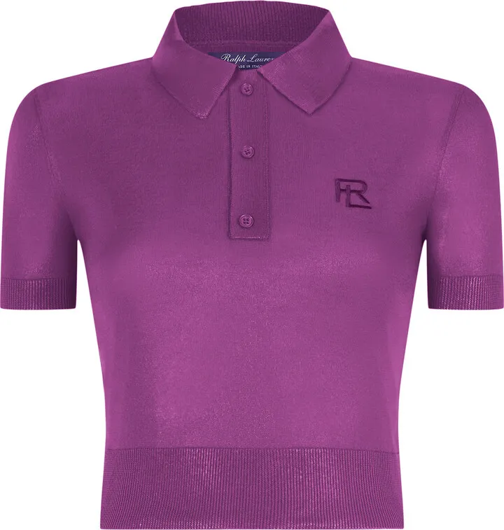 Women's Cropped Silk Polo Sweater