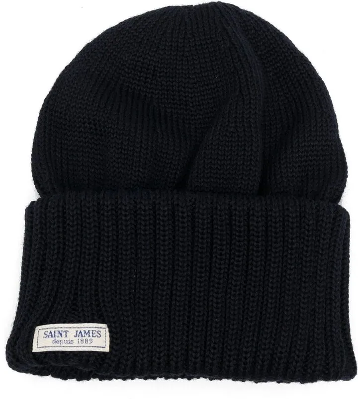 Logo-Patch Ribbed-Knit Beanie