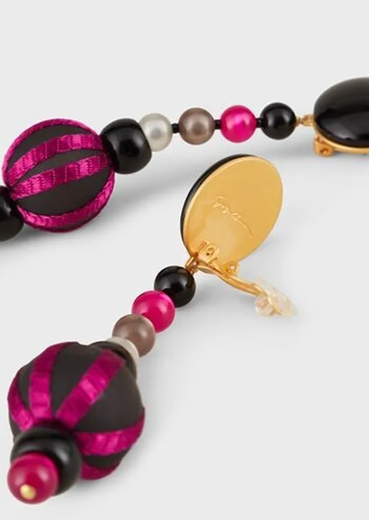 Clip earrings with multicoloured spheres