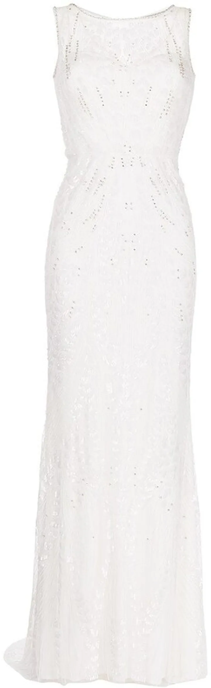 Crystal-Embellished Embroidered Fitted Gown