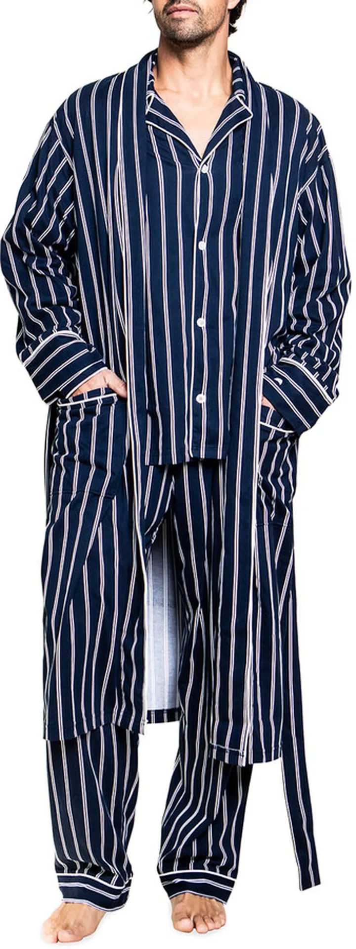 Men's Grant Pinstripe Twill Robe