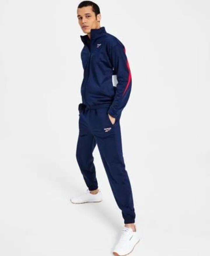 Reebok Mens Vector Tricot Track Jacket Pant Separates
