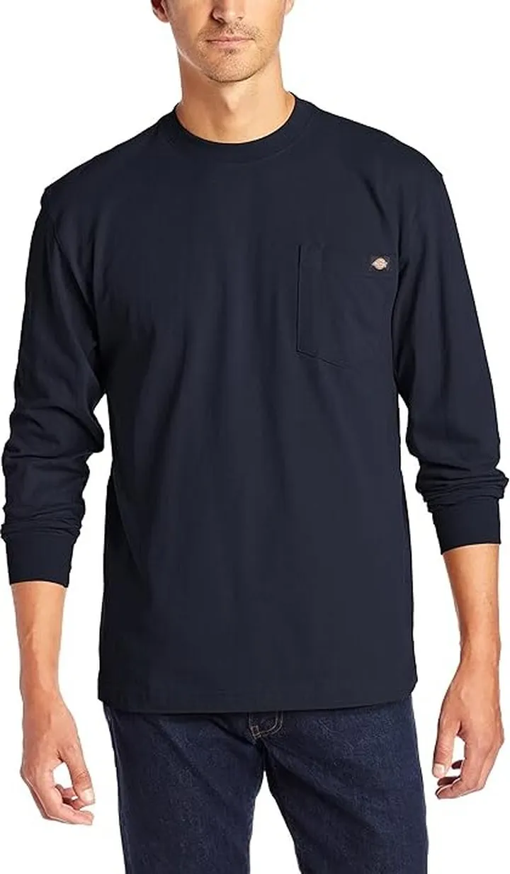 Dickies Men's Big Tall Long-Sleeve Heavyweight Crew-Neck T-Shirt (Dark Navy) Men's T Shirt