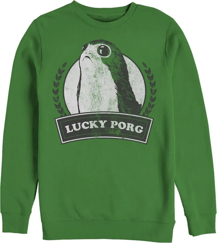 Men's Star Wars The Last Jedi St. Patrick's Day Lucky Porg Sweatshirt - Kelly Green - Small