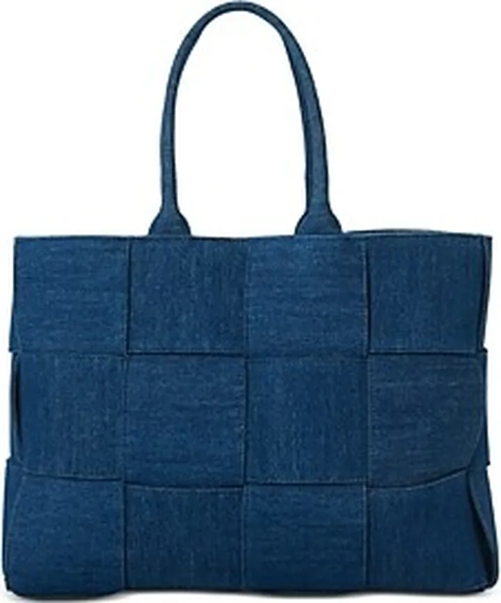 Bottega Veneta Large Arco Weaved Denim Tote with Removable Pouch