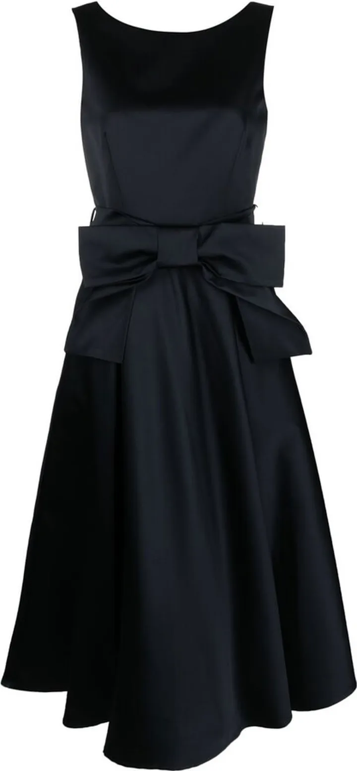 Bow-Detail Flared Midi Dress