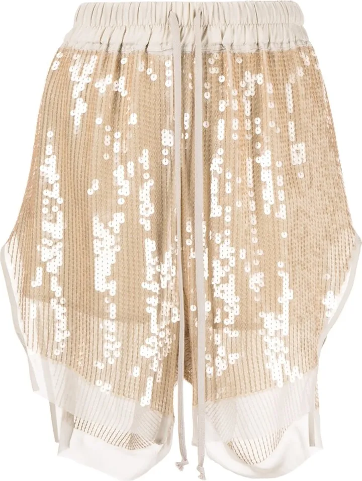 Sequin-Embellished Track Shorts