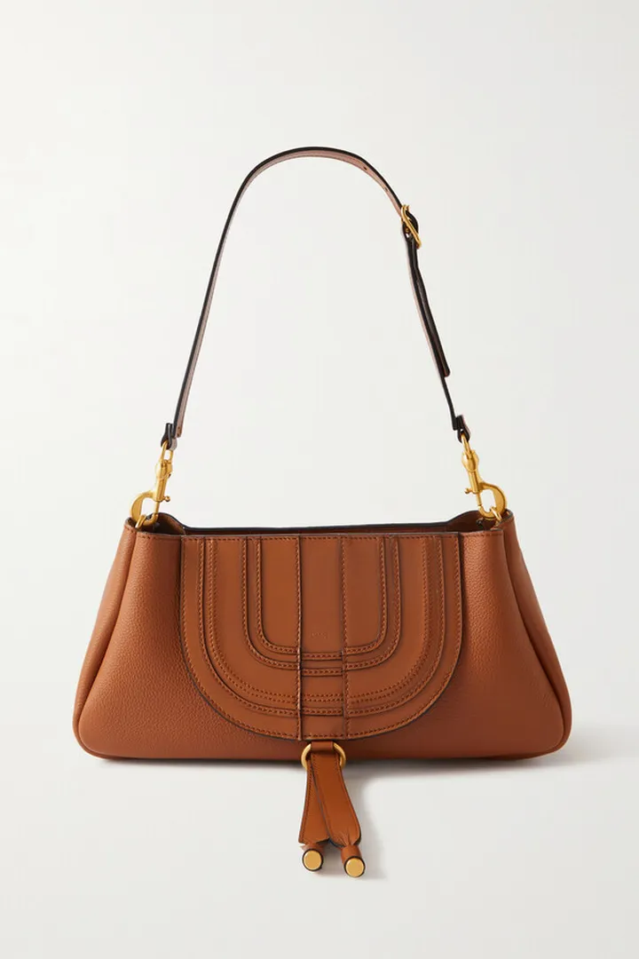 Chloé - + Net Sustain Marcie Textured-leather Shoulder Bag - Brown