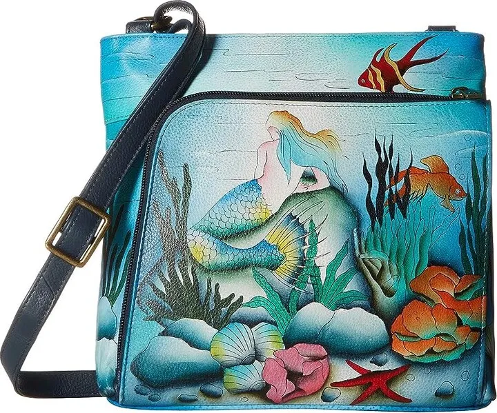 Anuschka Crossbody with Front RFID Built in Wallet 651 (Little Mermaid) Cross Body Handbags
