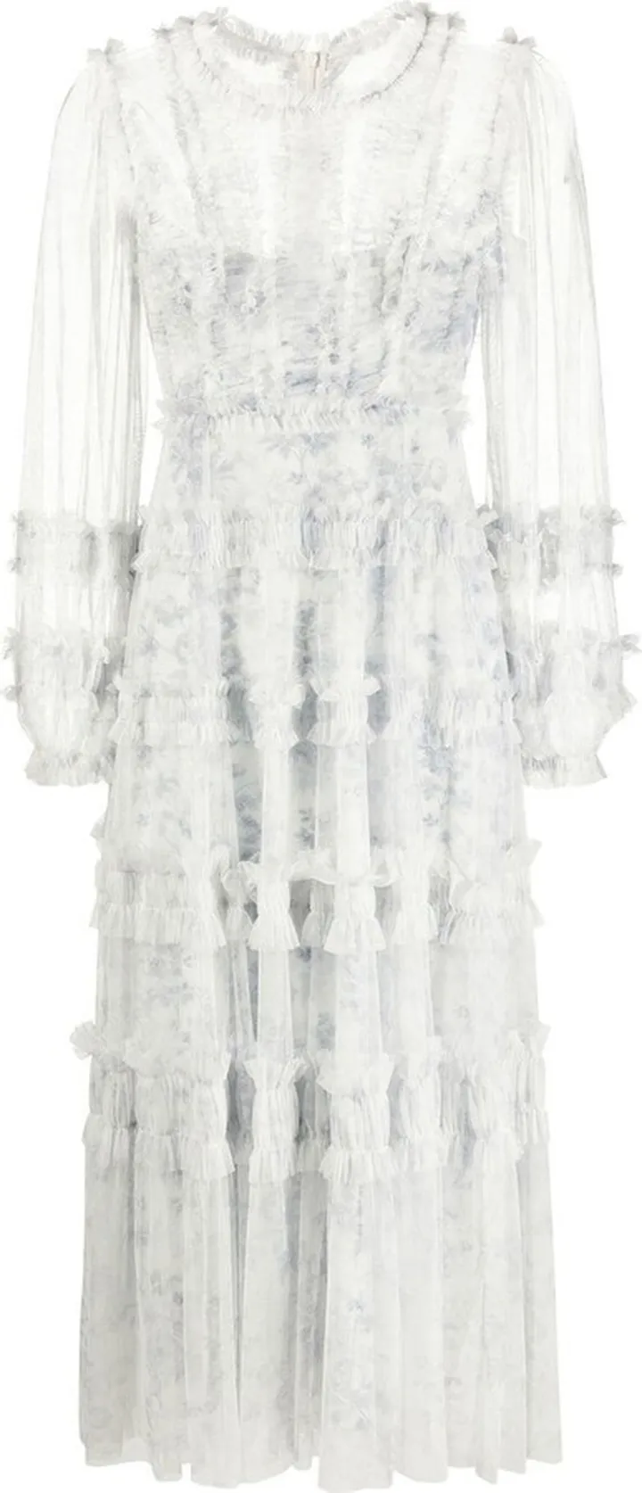 Embroidered Flared Midi Dress