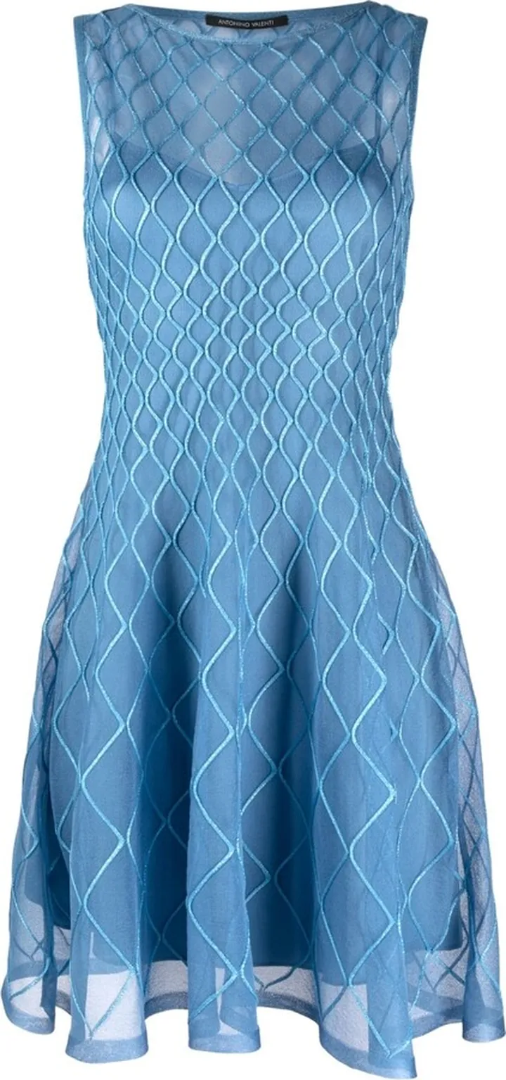 Geometric-Pattern Flared Dress