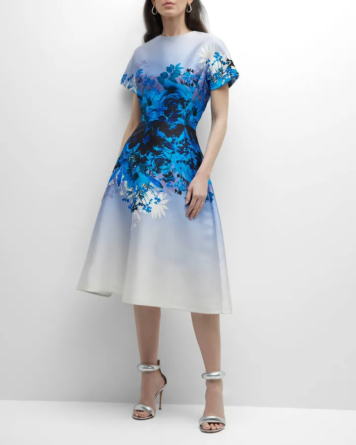 Floral-Print Fit-&-Flare Midi Dress