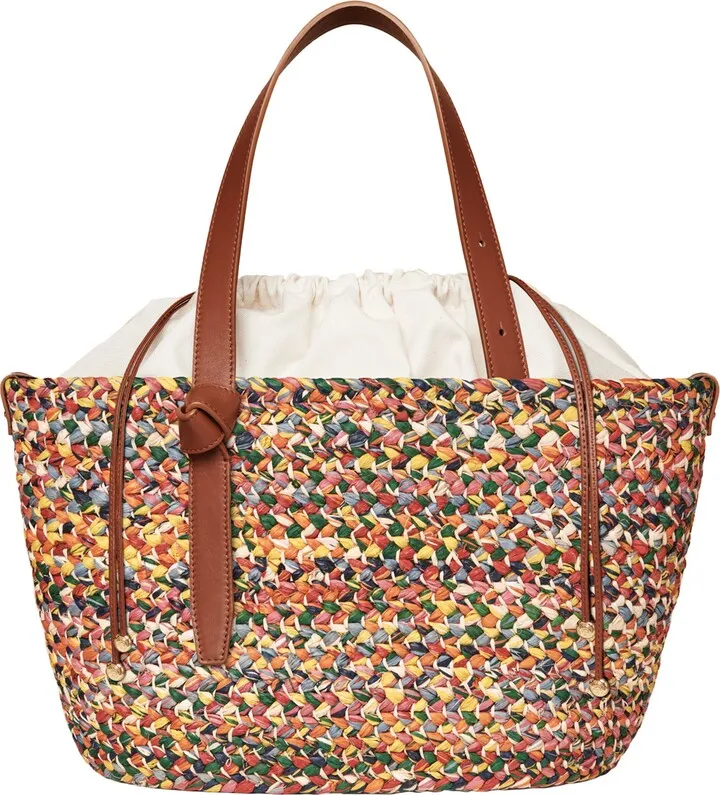 Rainbow Melange Raffia Tote