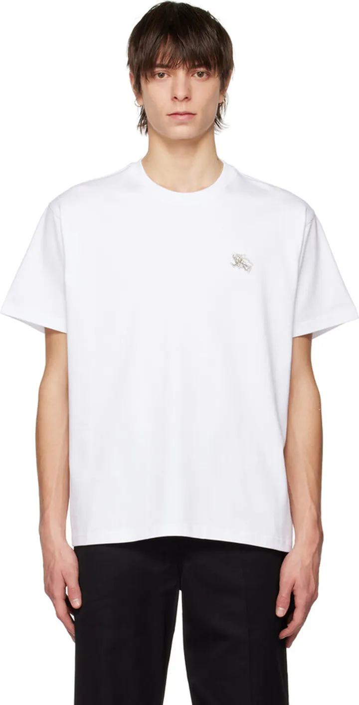 Burberry White Crystal-Cut T-Shirt