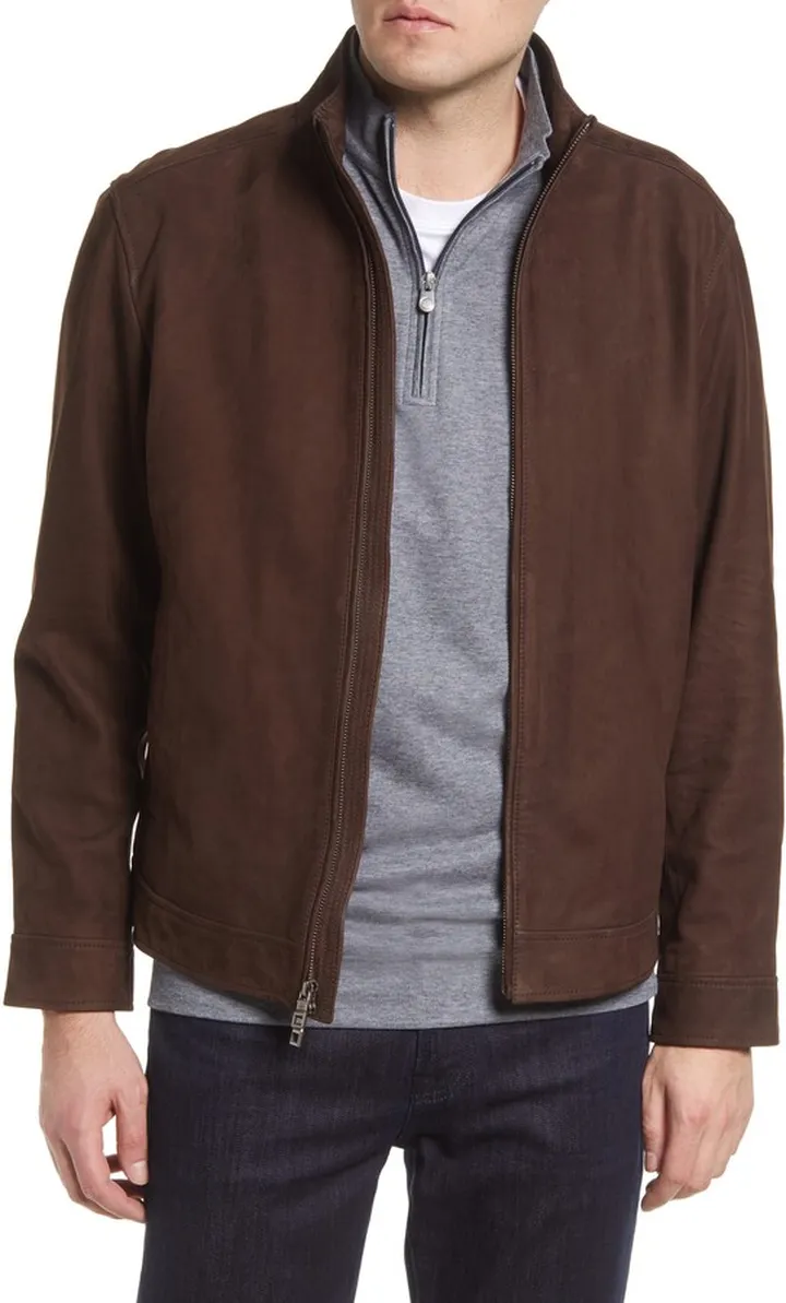 Men's Nubuck Leather Bomber Jacket