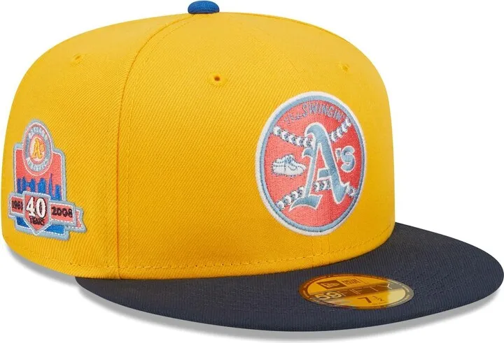 Men's New Era Gold and Azure Oakland Athletics 40th Anniversary Undervisor 59FIFTY Fitted Hat