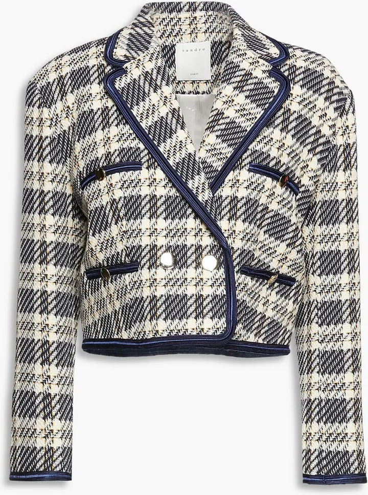 Isabela double-breasted checked cotton-blend tweed blazer