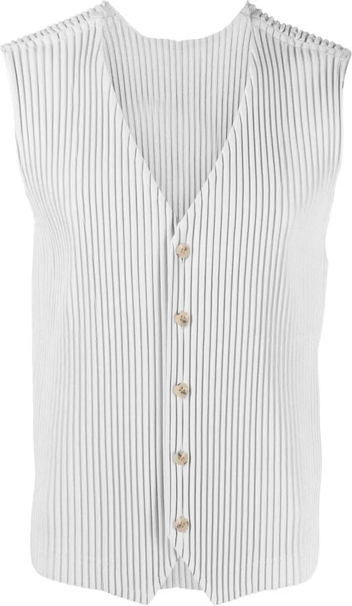 Plissé Sleeveless Waistcoat