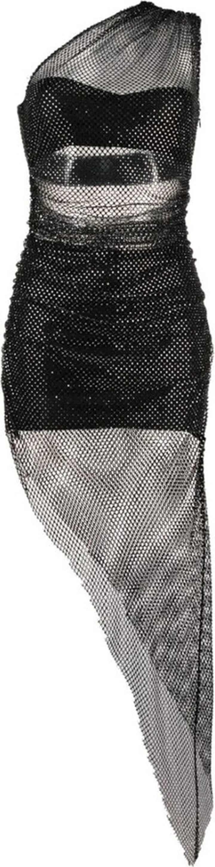 One-Shoulder Mesh Dress