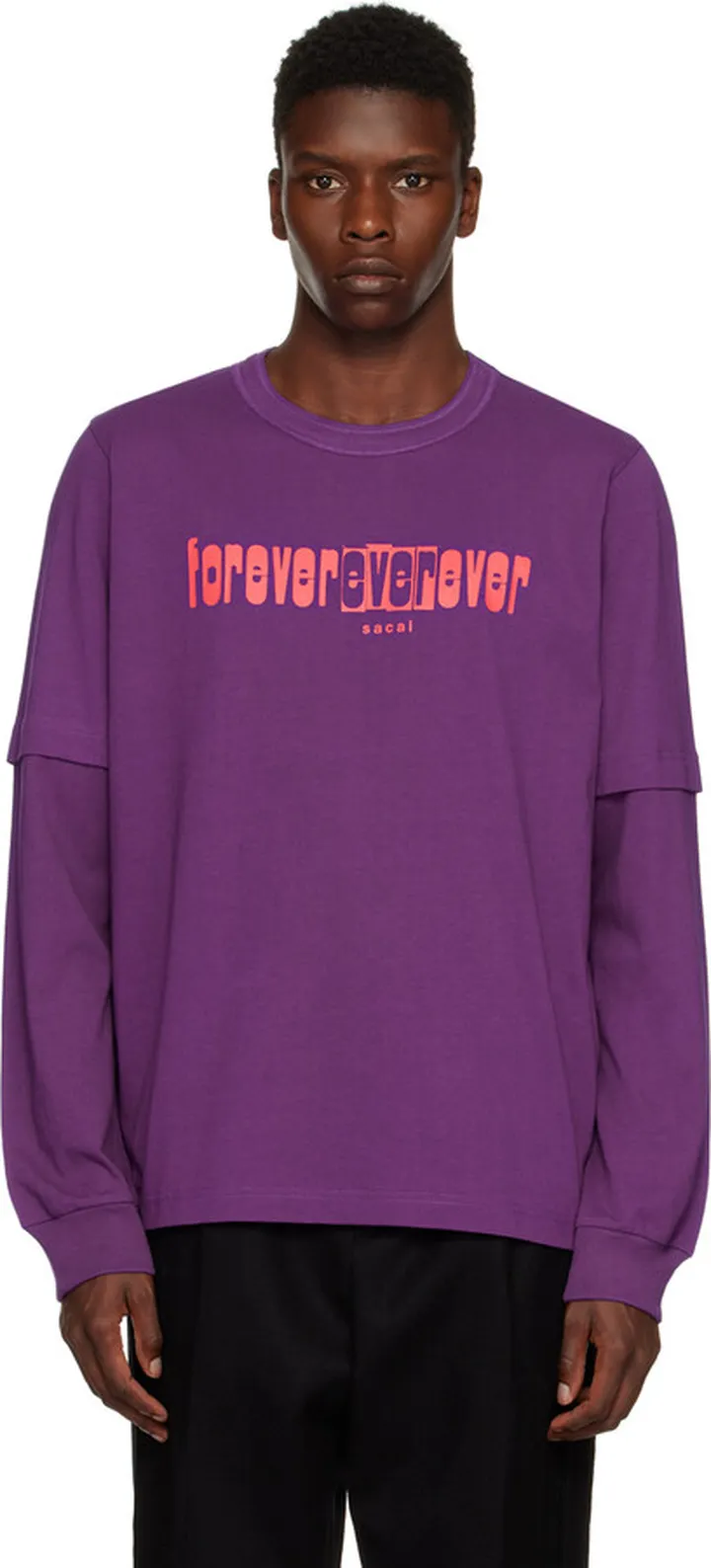 sacai Purple 'Forever Ever Ever' Long Sleeve T-Shirt