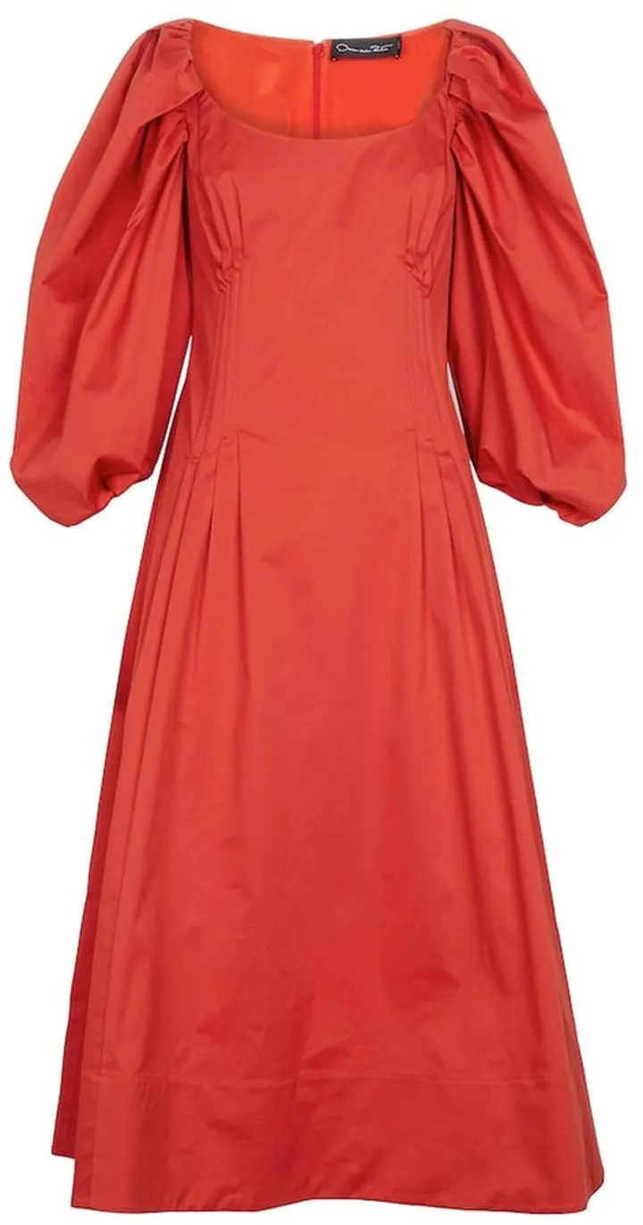 Puff-sleeve stretch-cotton dress