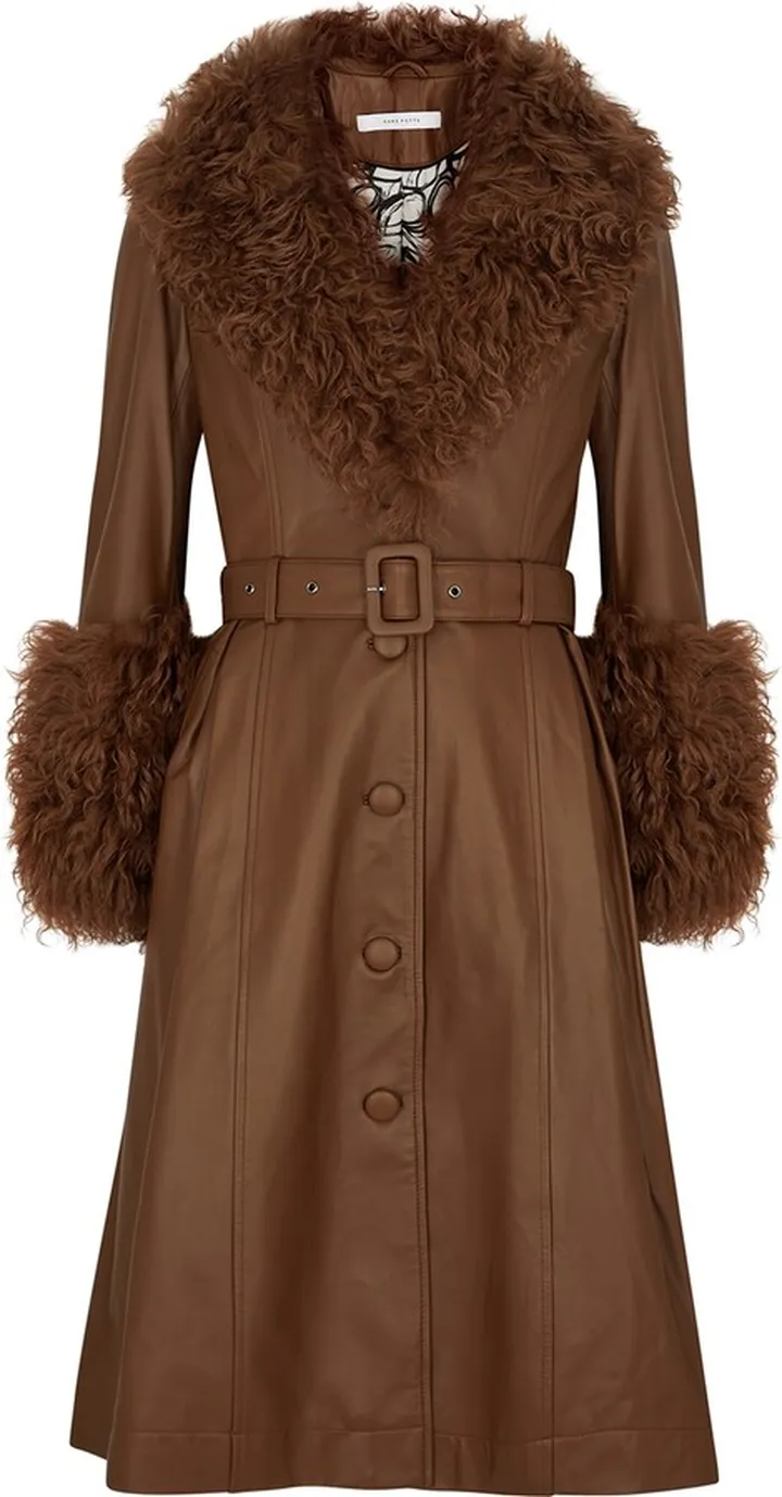 Saks Potts Foxy Shearling-trimmed Leather Coat