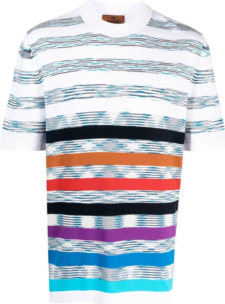 stripe-pattern cotton T-shirt