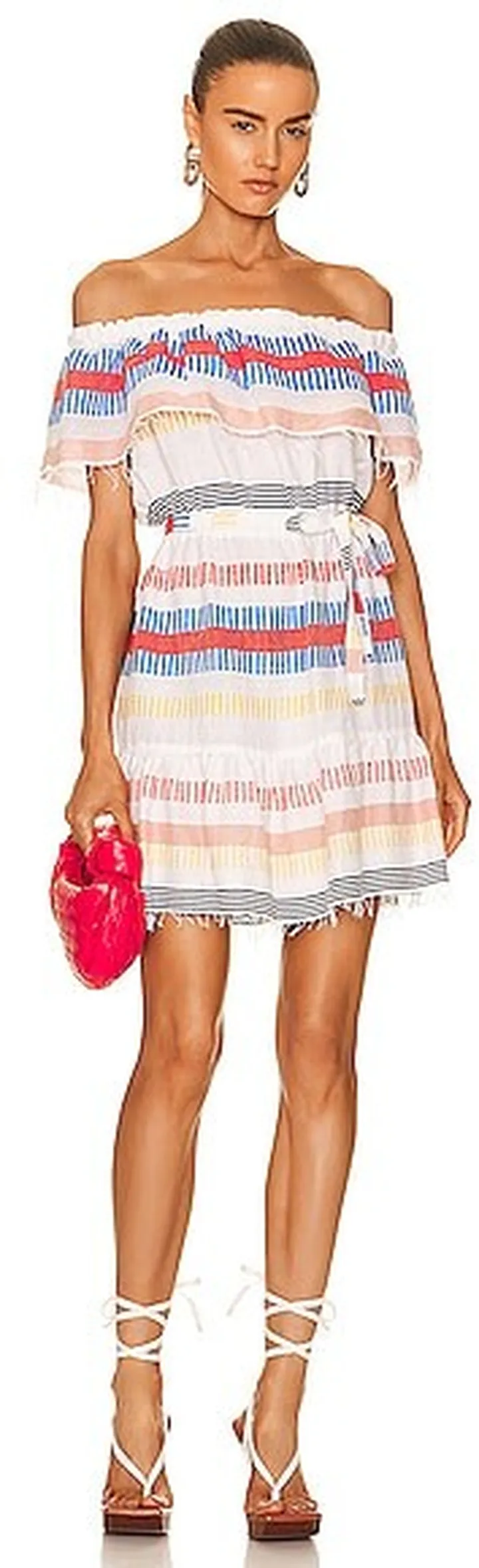 Lemlem Meseret Off Shoulder Dress in White