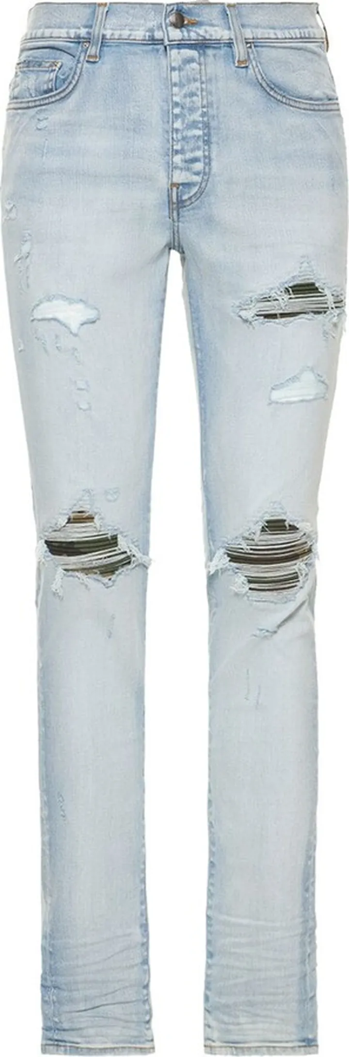 MX1 leather camo stretch denim jeans