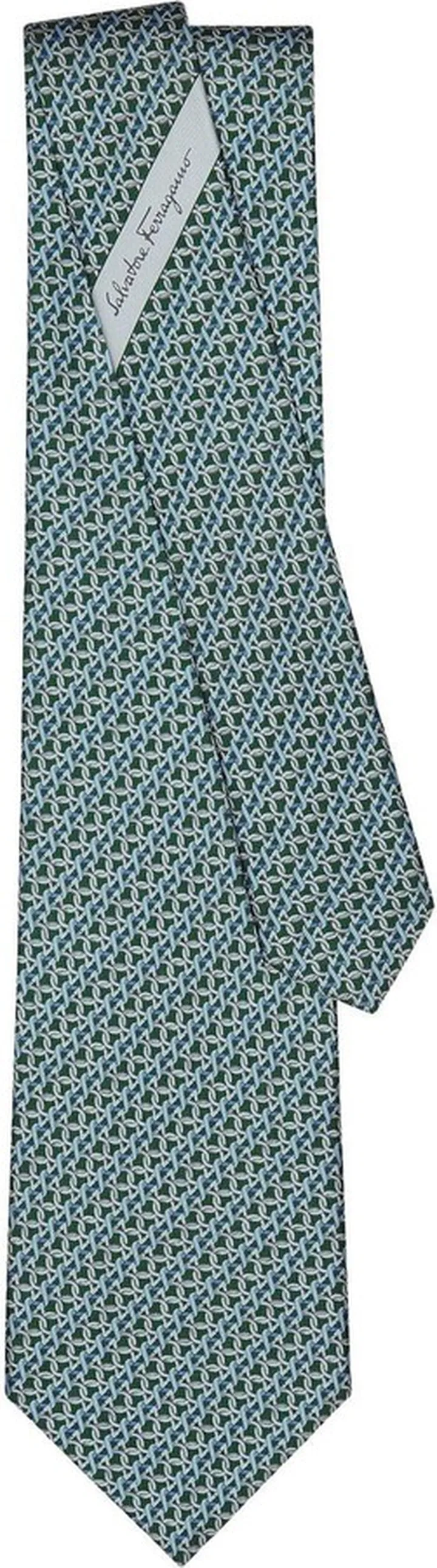 Gancini-print silk tie