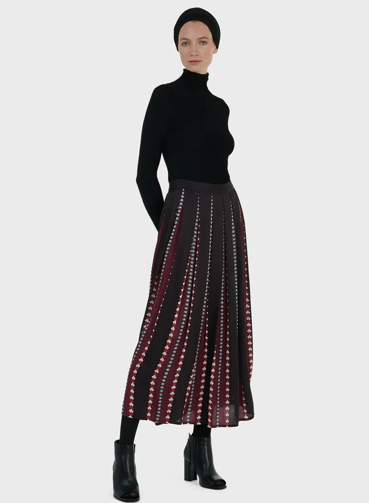 Printed Pleated Skirt