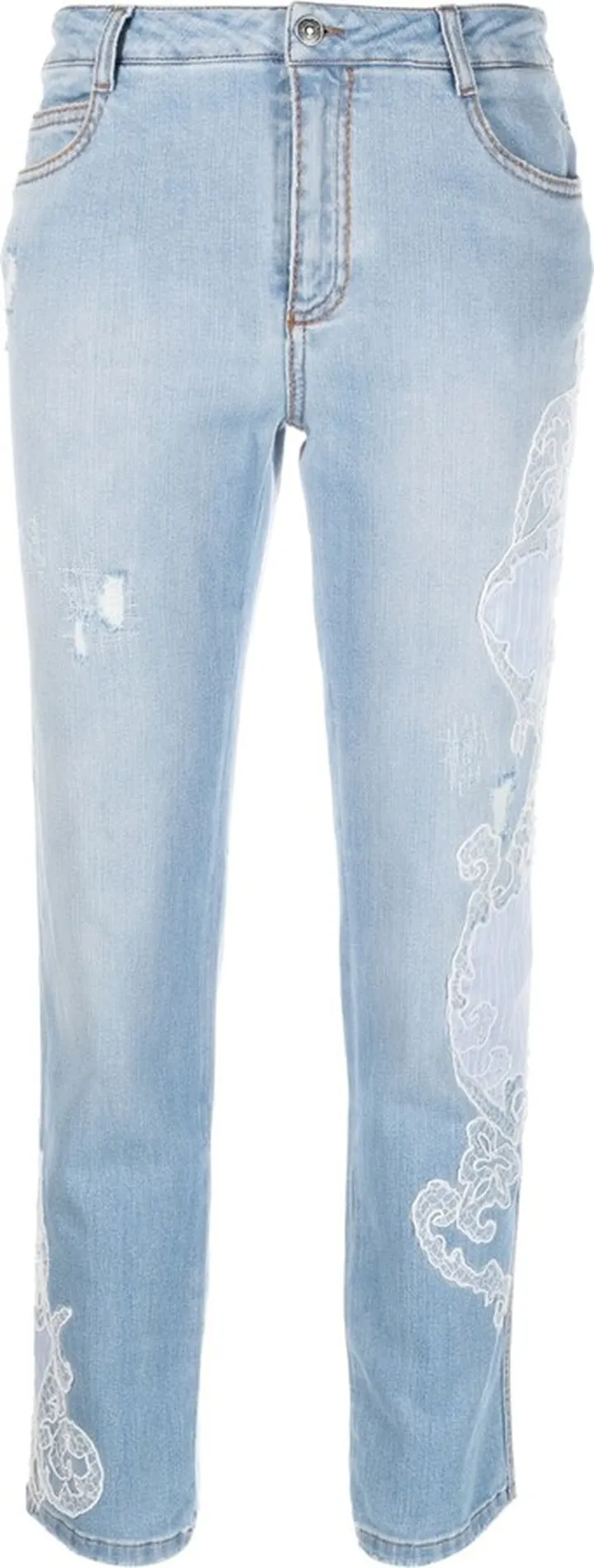 Slim-Cut Lace-Detail Jeans