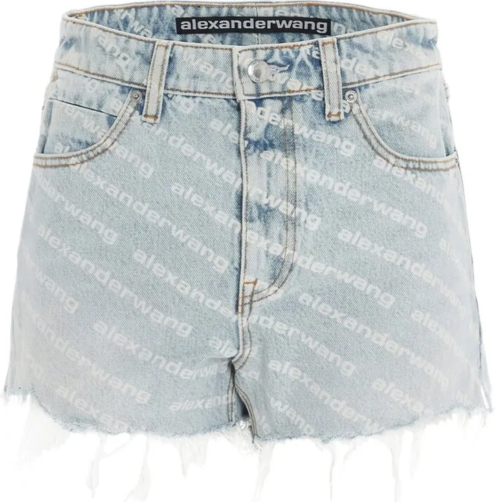 Alexander Wang Bite Logo Denim Shorts