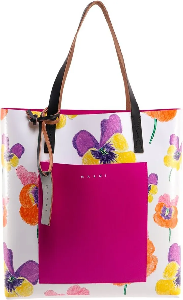 Marni Pansies Print Tote Bag