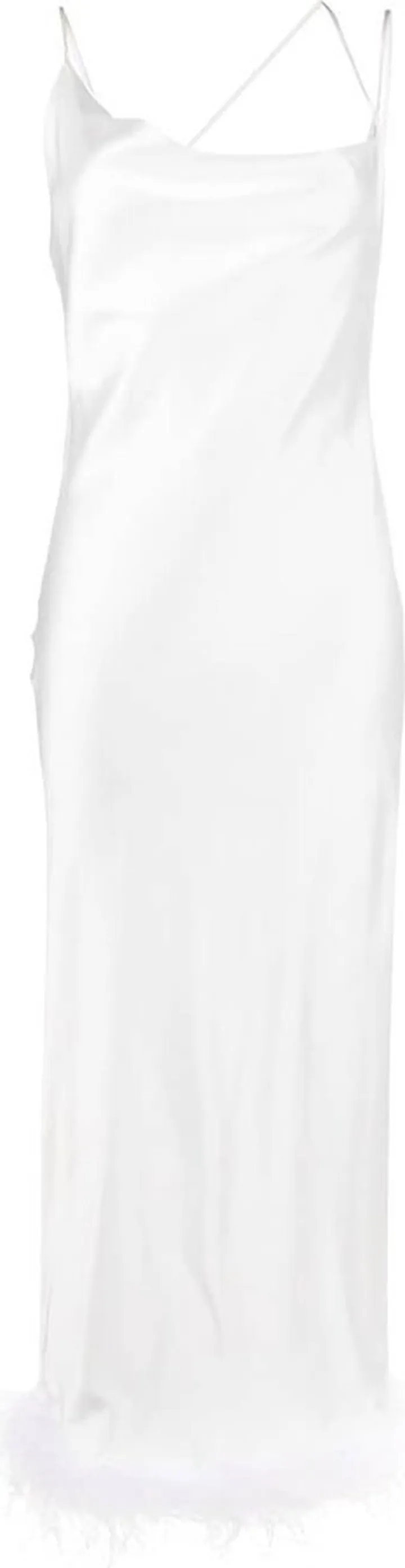 x Rue Ra feather-trim satin slip dress