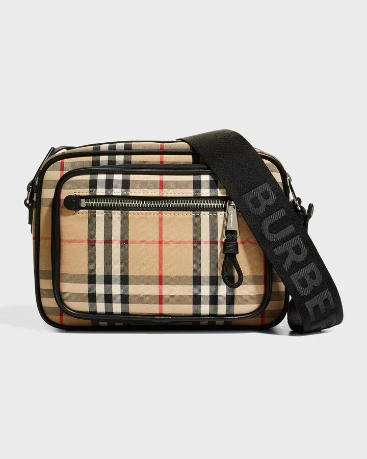 Men's Vintage Check Leather Crossbody Bag