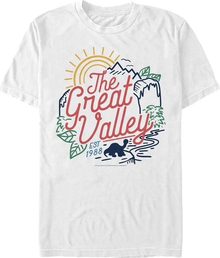 Men's The Land Before Time Colorful Great Valley Line T-Shirt - White - Medium